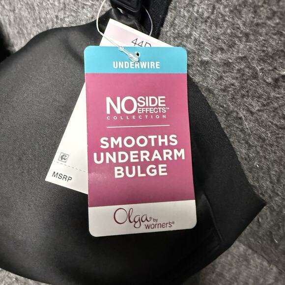 Olga By Warners Full Coverage Underwire Bra 44D Black No Side Effects Smooth - Picture 2 of 5